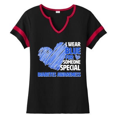 I Wear Blue For Someone Special Diabetes Awareness Ladies Halftime Notch Neck Tee