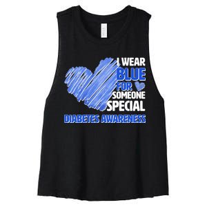 I Wear Blue For Someone Special Diabetes Awareness Women's Racerback Cropped Tank