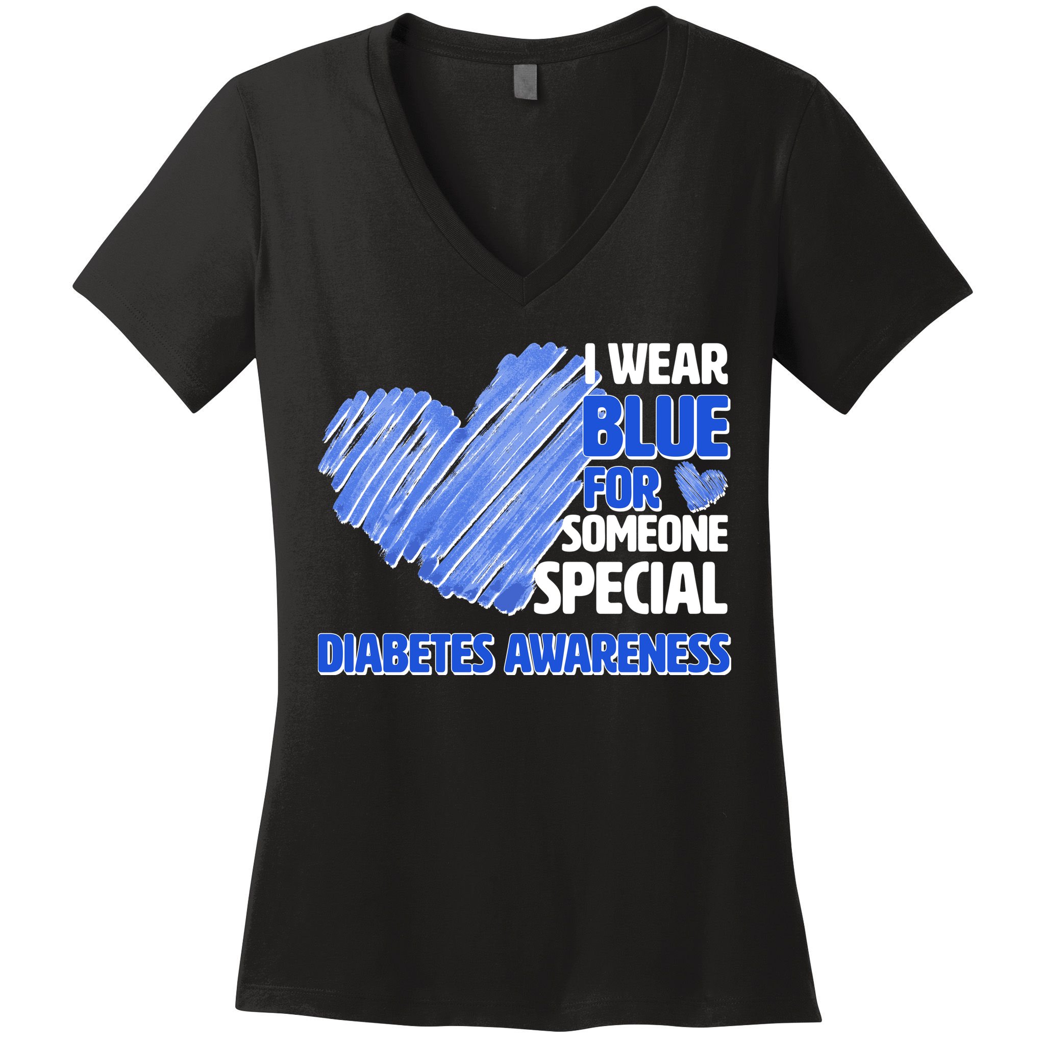 I Wear Blue For Someone Special Diabetes Awareness Women's V-Neck T-Shirt