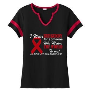 I Wear Burgundy Multiple Myeloma  Ladies Halftime Notch Neck Tee