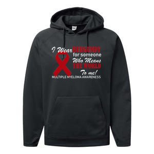 I Wear Burgundy Multiple Myeloma  Performance Fleece Hoodie