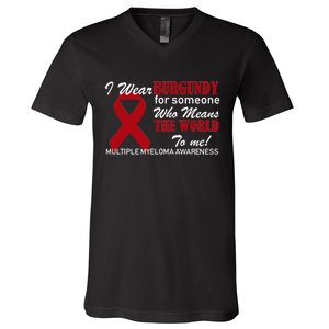 I Wear Burgundy Multiple Myeloma  V-Neck T-Shirt