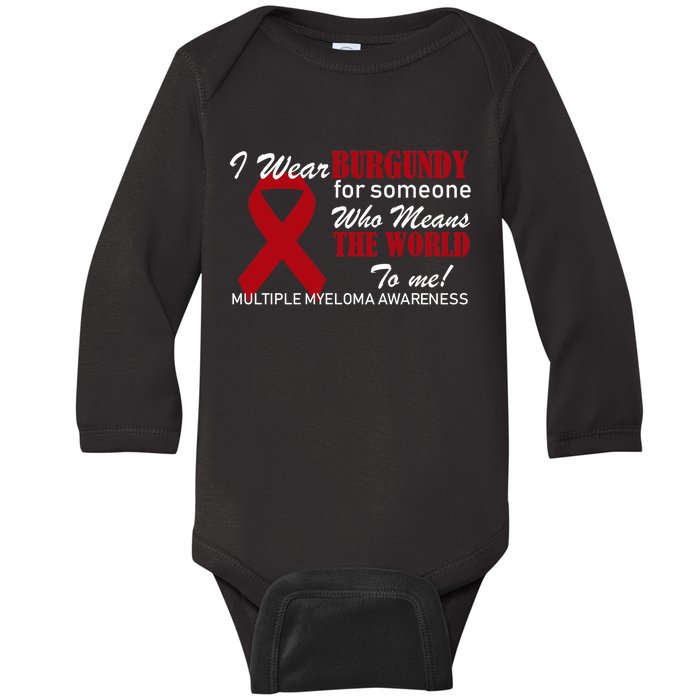 I Wear Burgundy Multiple Myeloma  Baby Long Sleeve Bodysuit