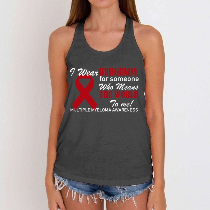 I Wear Burgundy Multiple Myeloma  Women's Knotted Racerback Tank