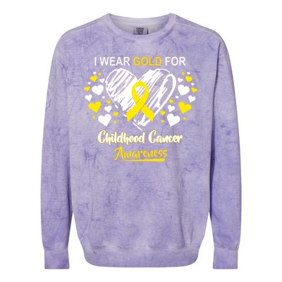 I Wear Gold For Childhood Cancer Awareness  Colorblast Crewneck Sweatshirt