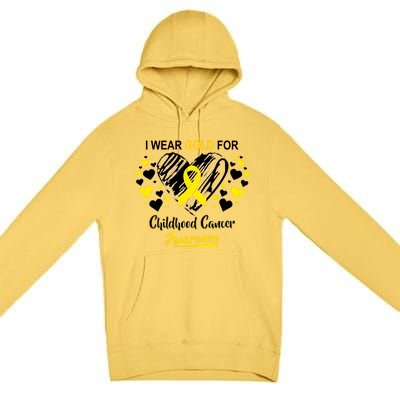 I Wear Gold For Childhood Cancer Awareness  Premium Pullover Hoodie