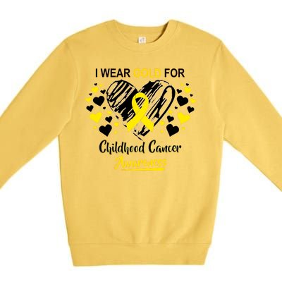 I Wear Gold For Childhood Cancer Awareness  Premium Crewneck Sweatshirt