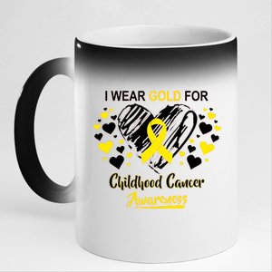 I Wear Gold For Childhood Cancer Awareness  11oz Black Color Changing Mug