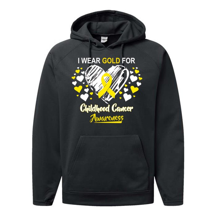 I Wear Gold For Childhood Cancer Awareness  Performance Fleece Hoodie