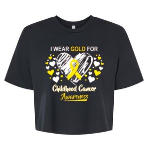 I Wear Gold For Childhood Cancer Awareness  Bella+Canvas Jersey Crop Tee