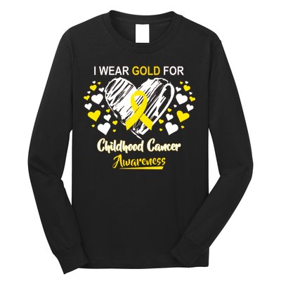 I Wear Gold For Childhood Cancer Awareness  Long Sleeve Shirt