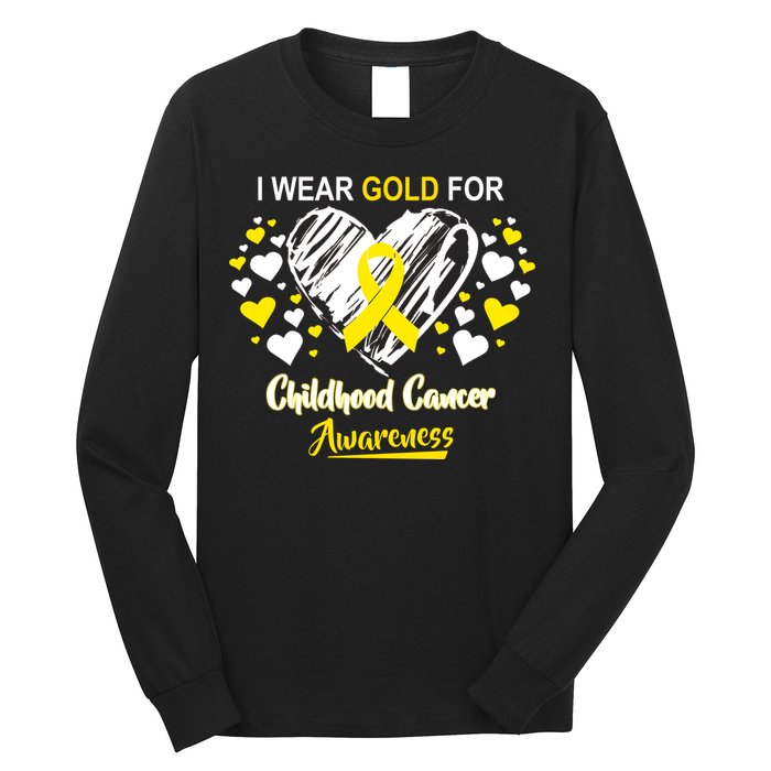 I Wear Gold For Childhood Cancer Awareness  Long Sleeve Shirt