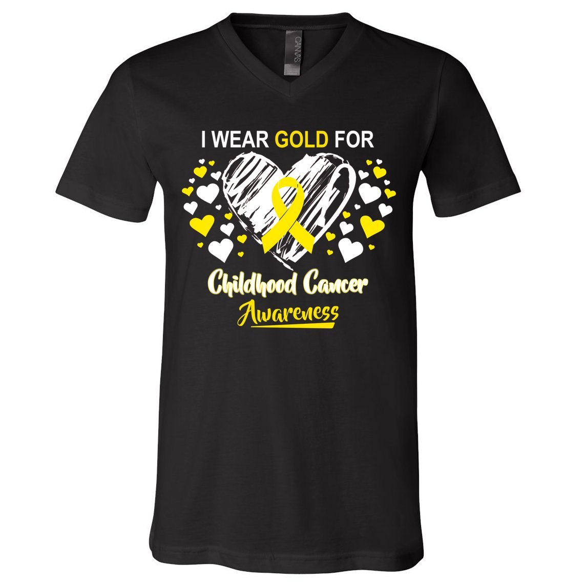 I Wear Gold For Childhood Cancer Awareness  V-Neck T-Shirt