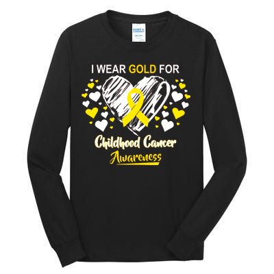 I Wear Gold For Childhood Cancer Awareness  Tall Long Sleeve T-Shirt