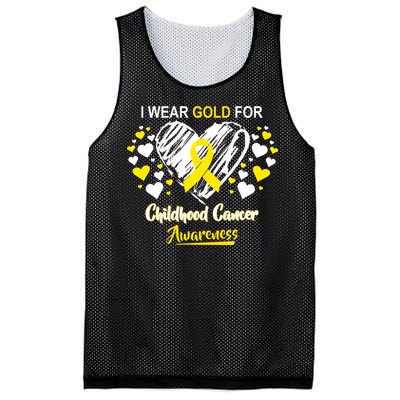 I Wear Gold For Childhood Cancer Awareness  Mesh Reversible Basketball Jersey Tank