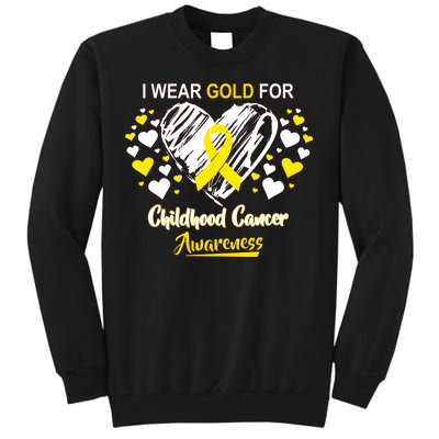 I Wear Gold For Childhood Cancer Awareness  Tall Sweatshirt