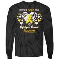 I Wear Gold For Childhood Cancer Awareness  Tie-Dye Long Sleeve Shirt