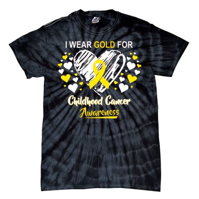 I Wear Gold For Childhood Cancer Awareness  Tie-Dye T-Shirt