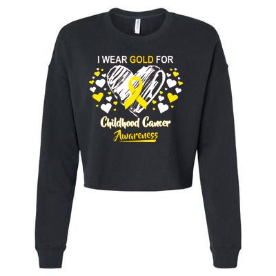 I Wear Gold For Childhood Cancer Awareness  Cropped Pullover Crew