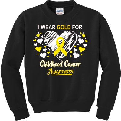 I Wear Gold For Childhood Cancer Awareness  Kids Sweatshirt