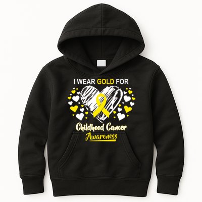 I Wear Gold For Childhood Cancer Awareness  Kids Hoodie