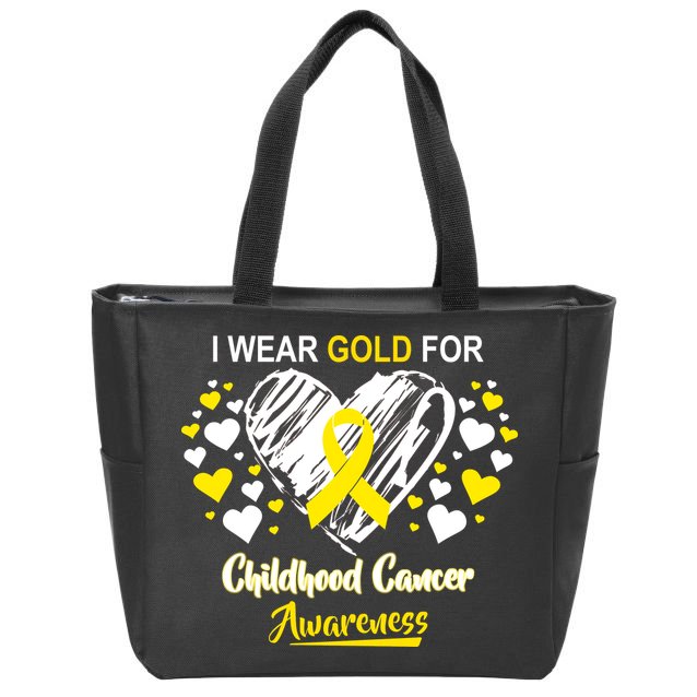 I Wear Gold For Childhood Cancer Awareness  Zip Tote Bag