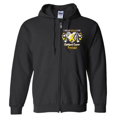 I Wear Gold For Childhood Cancer Awareness  Full Zip Hoodie