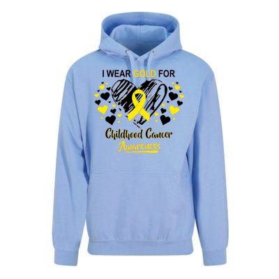 I Wear Gold For Childhood Cancer Awareness  Unisex Surf Hoodie