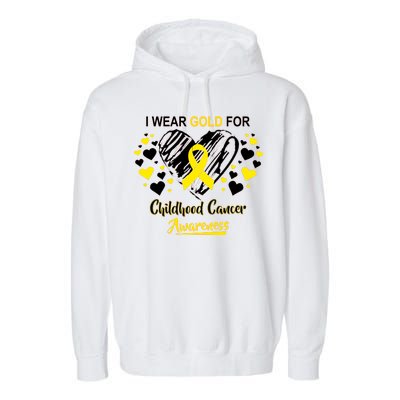 I Wear Gold For Childhood Cancer Awareness  Garment-Dyed Fleece Hoodie