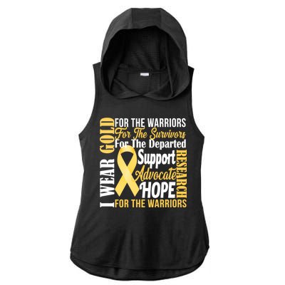 I Wear Gold For Childhood Cancer Awareness 1 Ladies PosiCharge Tri-Blend Wicking Draft Hoodie Tank