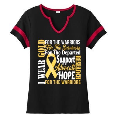 I Wear Gold For Childhood Cancer Awareness 1 Ladies Halftime Notch Neck Tee