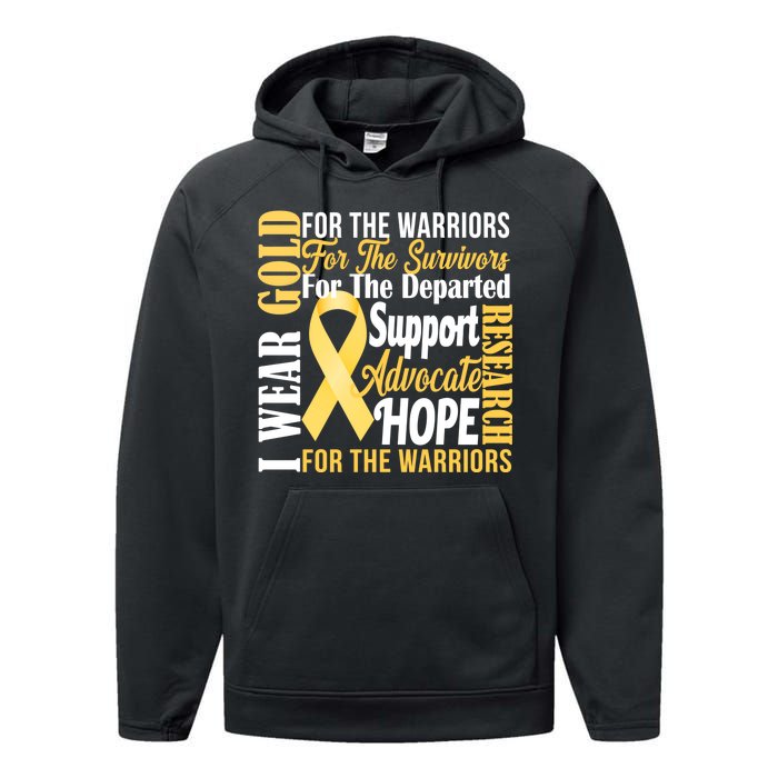 I Wear Gold For Childhood Cancer Awareness 1 Performance Fleece Hoodie