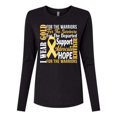 I Wear Gold For Childhood Cancer Awareness 1 Womens Cotton Relaxed Long Sleeve T-Shirt