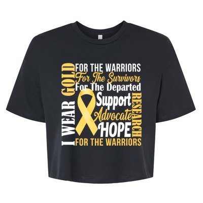 I Wear Gold For Childhood Cancer Awareness 1 Bella+Canvas Jersey Crop Tee