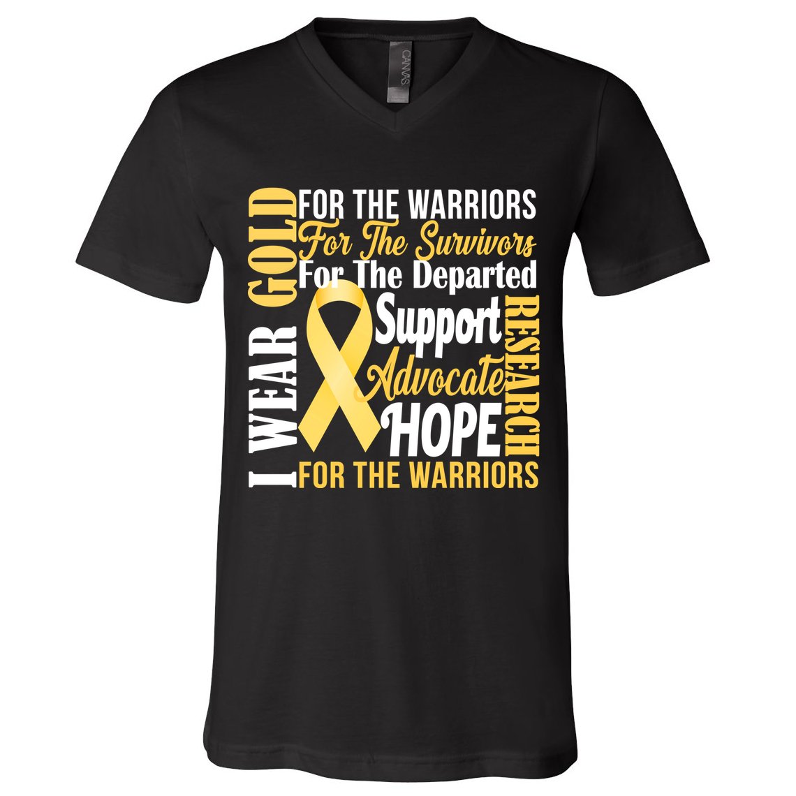 I Wear Gold For Childhood Cancer Awareness 1 V-Neck T-Shirt