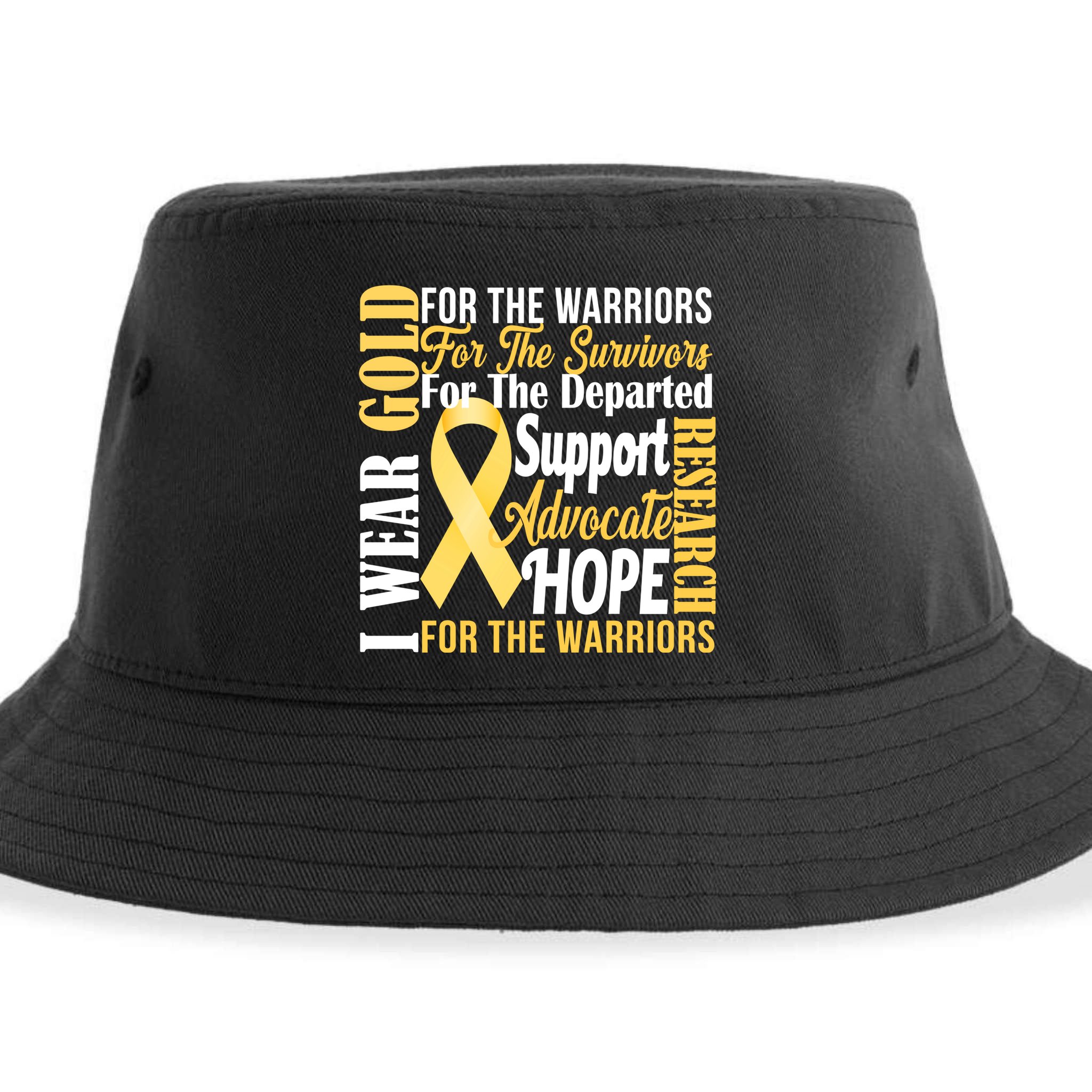 I Wear Gold For Childhood Cancer Awareness 1 Sustainable Bucket Hat