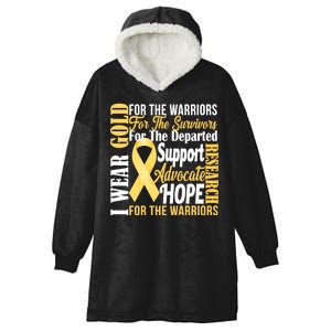 I Wear Gold For Childhood Cancer Awareness 1 Hooded Wearable Blanket