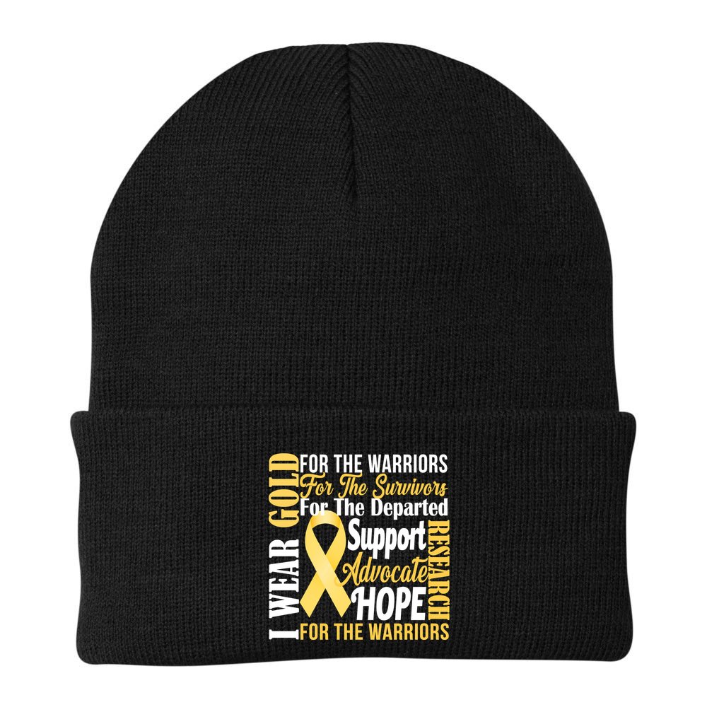 I Wear Gold For Childhood Cancer Awareness 1 Beanie