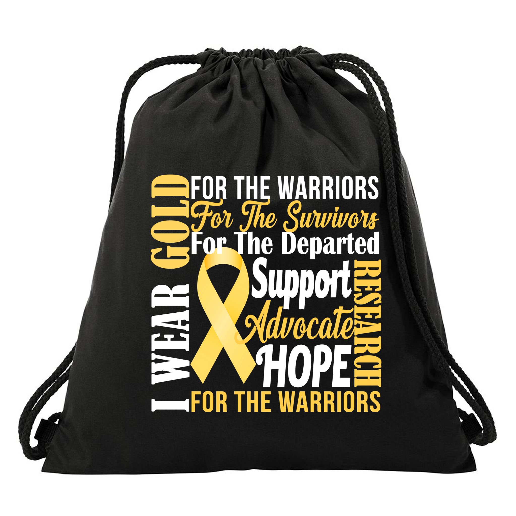 I Wear Gold For Childhood Cancer Awareness 1 Drawstring Bag