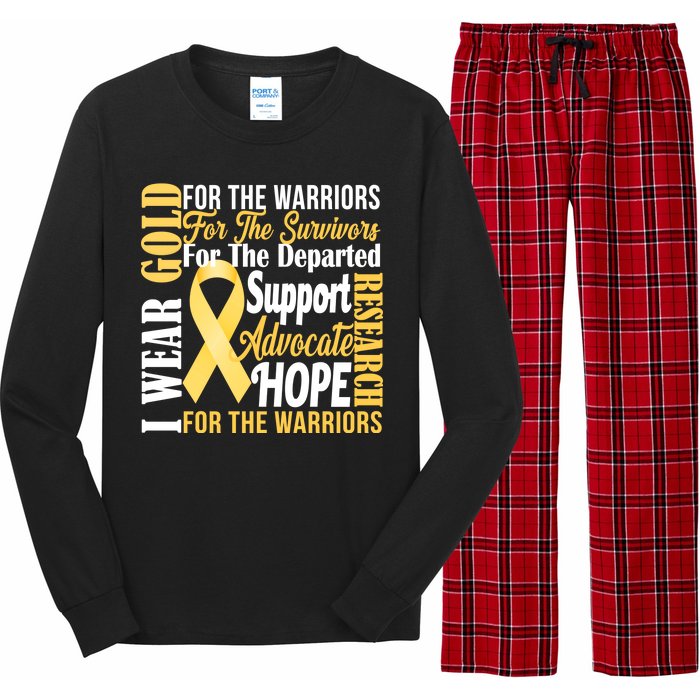 I Wear Gold For Childhood Cancer Awareness 1 Long Sleeve Pajama Set