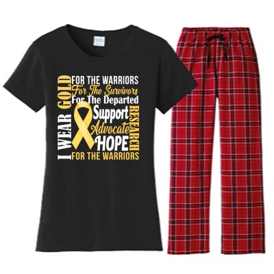 I Wear Gold For Childhood Cancer Awareness 1 Women's Flannel Pajama Set