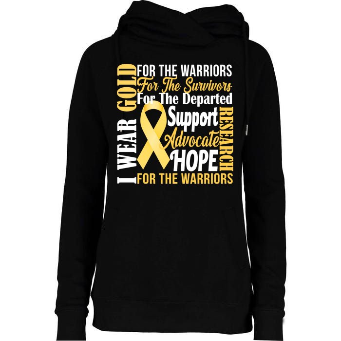 I Wear Gold For Childhood Cancer Awareness 1 Womens Funnel Neck Pullover Hood