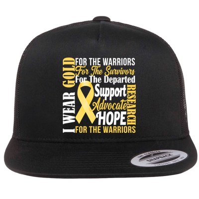 I Wear Gold For Childhood Cancer Awareness 1 Flat Bill Trucker Hat