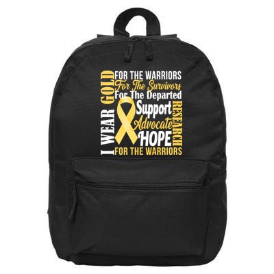 I Wear Gold For Childhood Cancer Awareness 1 16 in Basic Backpack