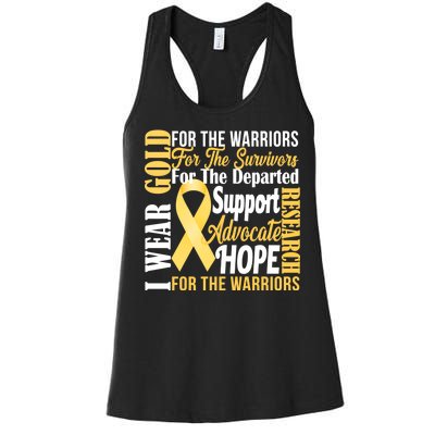 I Wear Gold For Childhood Cancer Awareness 1 Women's Racerback Tank