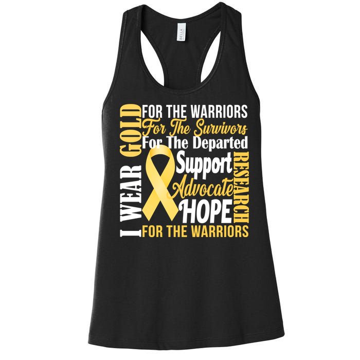 I Wear Gold For Childhood Cancer Awareness 1 Women's Racerback Tank