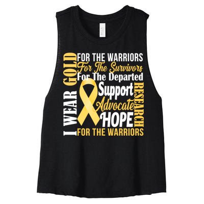 I Wear Gold For Childhood Cancer Awareness 1 Women's Racerback Cropped Tank