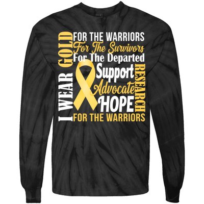 I Wear Gold For Childhood Cancer Awareness 1 Tie-Dye Long Sleeve Shirt