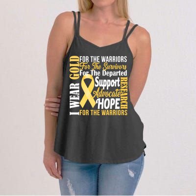 I Wear Gold For Childhood Cancer Awareness 1 Women's Strappy Tank