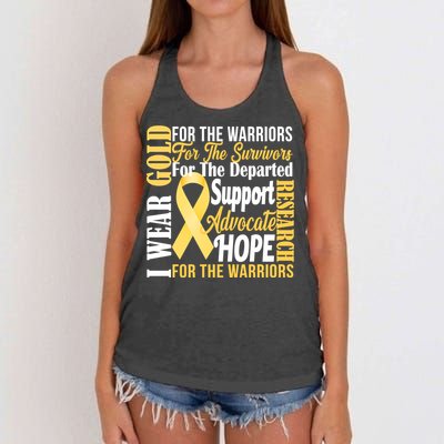 I Wear Gold For Childhood Cancer Awareness 1 Women's Knotted Racerback Tank